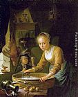 Gerrit Dou Girl Chopping Onions painting